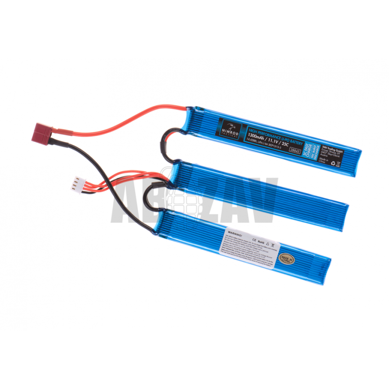 Lipo 11.1V 1300mAh 25C Split Type T-Plug Nimrod