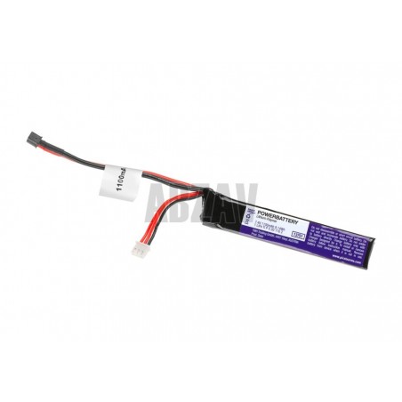 LiPo 7.4V 1100mAh 20C Stock Tube Type Mini T-Plug Pirate Arms