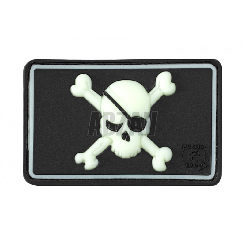 Pirate Skull Rubber Patch Glow in the Dark JTG