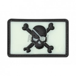 Pirate Skull Rubber Patch Glow Back JTG