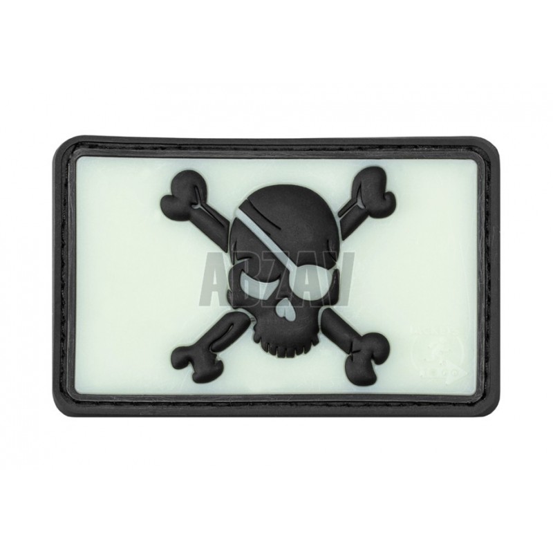 Pirate Skull Rubber Patch Glow Back JTG