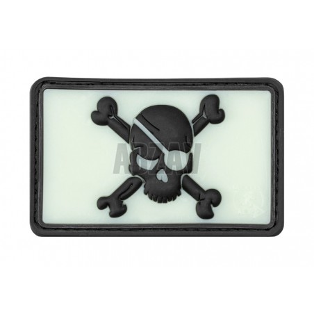 Pirate Skull Rubber Patch Glow Back JTG