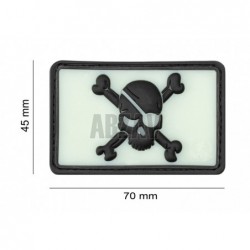 Pirate Skull Rubber Patch Glow Back JTG